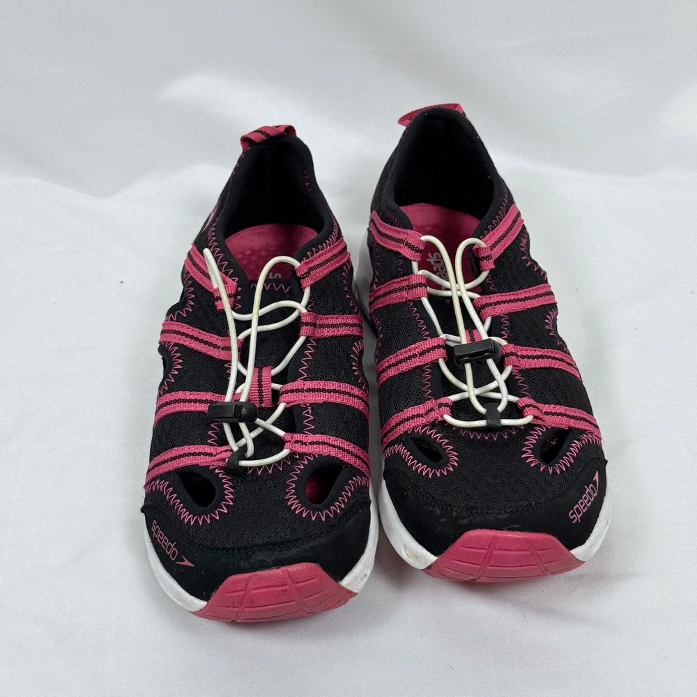Speedo Womens Water Shoes Size 8 Black Pink Swim Hiking Quick Lace - Picture 3 of 11
